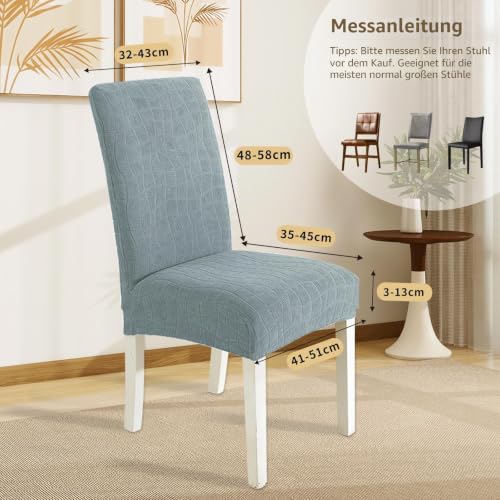 Ystyle Stretch Stuhlhussen 6er Set, Stuhlbezug Elastischer, Grau Blau – Ansicht 3