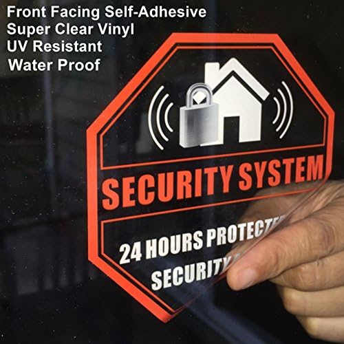 Miniatura 2 de Impreso en el lado adhesivo, (4 unidades) 4 x 4 pulgadas  24 horas protegido por el sistema de alarma antirrobo de seguridad  Etiqueta adhesiva de