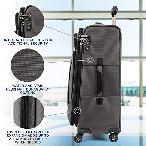 Travelpro Crew Versapack-Softside Expandable Spinner Wheel Luggage, Titanium Grey, Checked-Medium 25-Inch