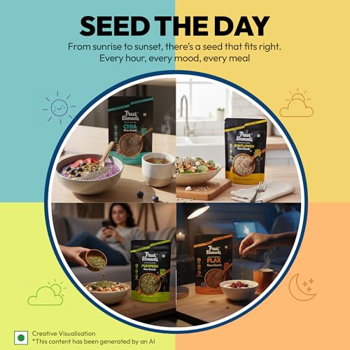 Image of Edible Seeds Combo 700g by True Elements (Chia + Sunflower+ Pumpkin each 150g + Flax Seeds 250g) Pack of 4