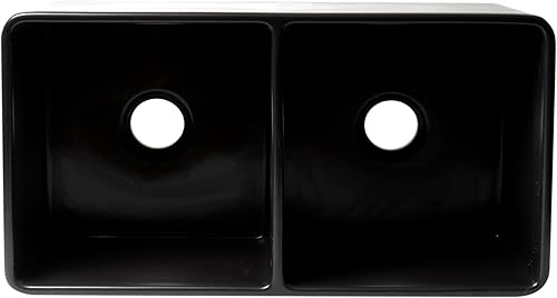 Miniatura 9 de ALFI brand Delantal reversible mate de 33 "x 18" fregadero de granja de arcilla refractaria doble ABF3318D-BM