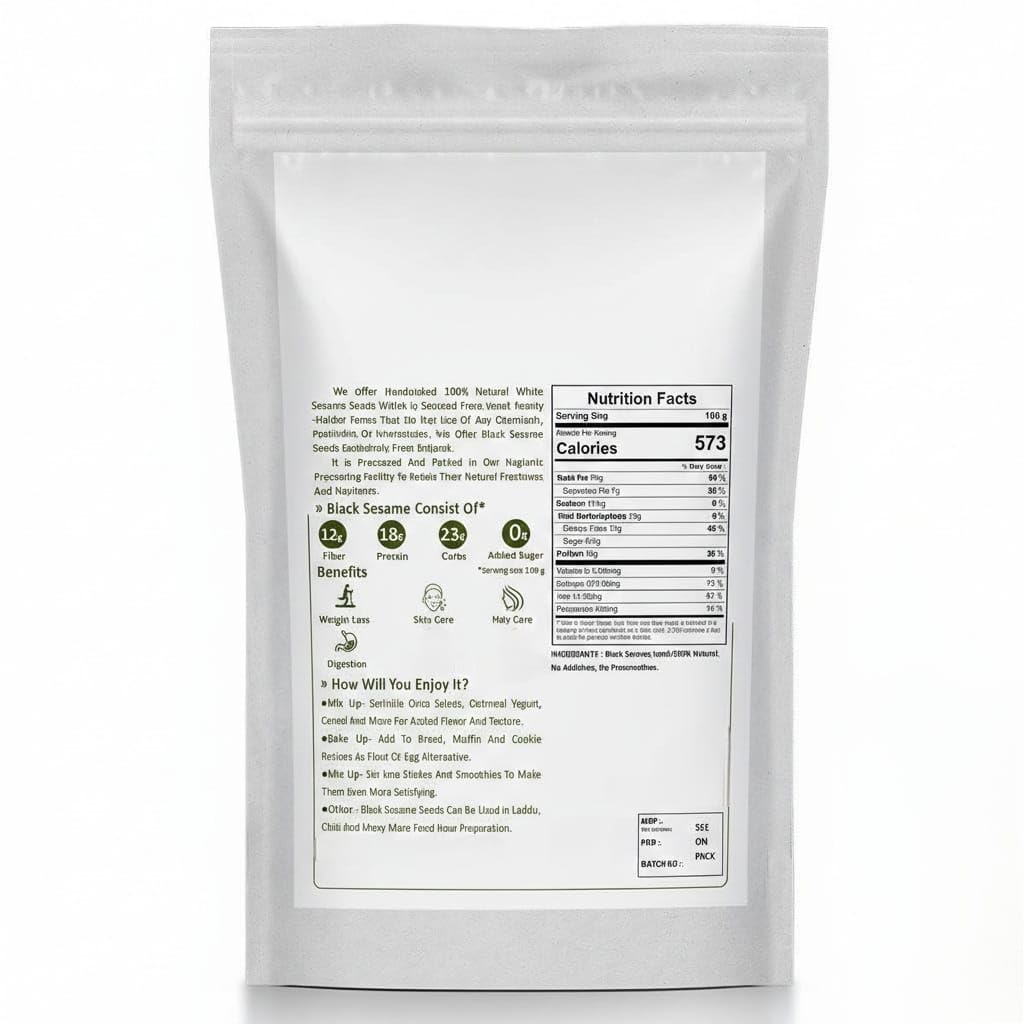 Whole Fresh Natural Black Sesame Seeds | Kaale Til for Weight Loss and Eating,Indian Spice for Everyday Essentials (Pack of 1, 250g)