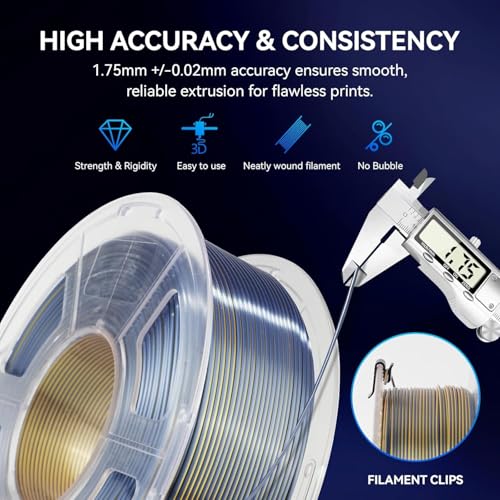 Image of JAYO Silk Dual Color PLA Filament 1.75mm Red-Gold 1.1kg, Shiny Gradient Dual-Tone PLA, High Gloss Finish, Easy to Print, Layer Concealing, Fits for Most FDM 3D Printers
