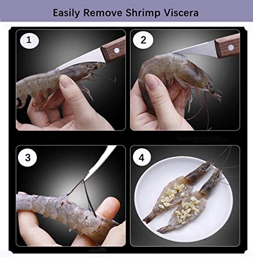 XPOOP 1 Piece Fish Scale Remover Brush & 1 Piece Shrimp Knives, Stainless Steel Fish Scaler Brush & Shrimp Viscera Removal Tool, Fish Descaler Cleaning Tools Fish Descaling Tool - Image 5