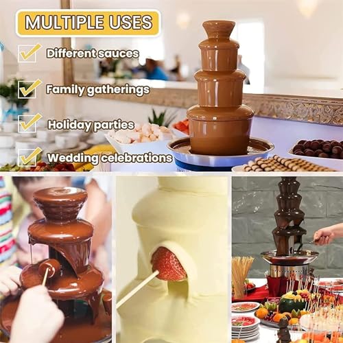 DFEDHF Chocolate Fountain Machine for Party, 4/5/6/7 Tiers Stainless Steel Hot Chocolate Fountain Machine,Chocolate Fondue Fountain for Wedding Company Party Children's Birthday (6layer)