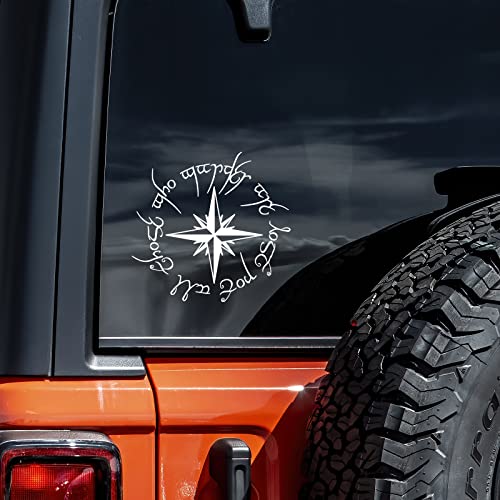 Not All Those Who Wander Compass Decal Vinyl Sticker Auto Car Truck Wall Laptop | White | 5.5