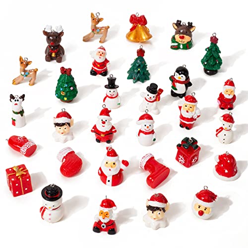 30Pcs 3D Mini Christmas Ornaments, Tiny Resin Christmas Ornament For Small Tree, Well-Crafted Small Miniature Christmas Tree Ornaments With Gold Hanger String #TOP5
