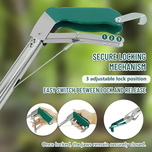 Image of IC ICLOVER 50 inch Collapsible Snake Grabber, 3-Section Foldable Snake Tongs, Stainless Steel Portable Rattle Snake Catcher Grabber, Snake Handling Tools Catching Pole with Lock, Wide Jaw, Non-Slip Handle