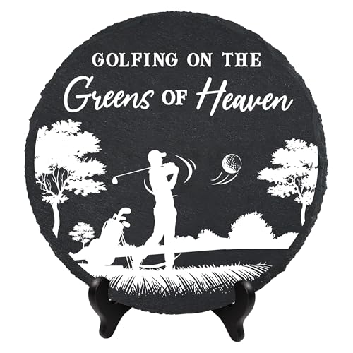 Digikazz Golfing Memorial Stone, Golfing With Angels, Sympathy Gift Golfer Wings Stone For Loss Of Grandpa, Father, Husband On Christmas