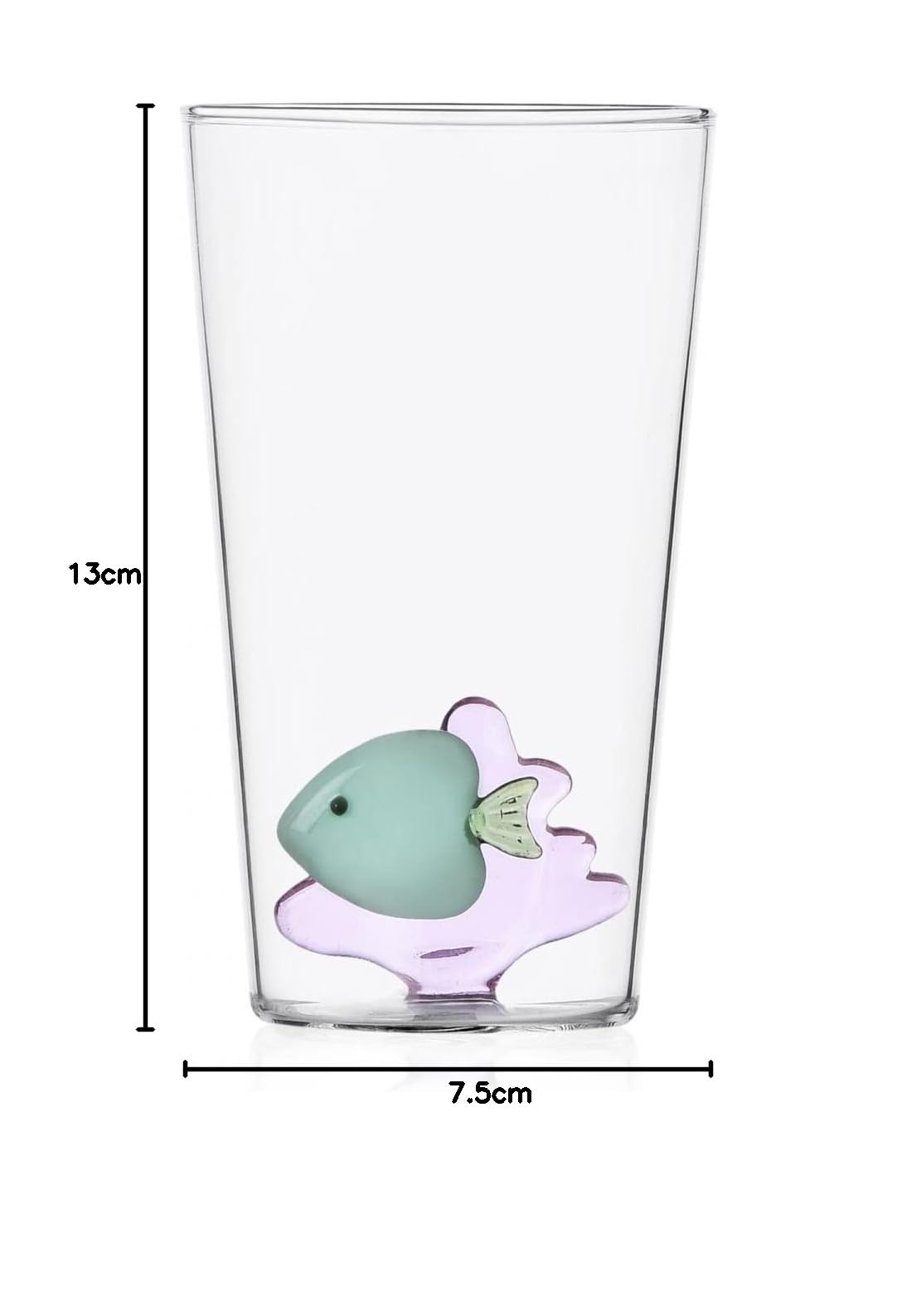 Ichendorf Milano Longdrink Pesce Verde e Alga Rosa | Collezione Marine Garden | 45 cl | Vetro Borosilicato | Fatto a Mano