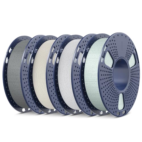 Image of SUNLU High Speed Marble PLA Filament Bundle, 600mm /s High Speed PLA 3D Printer Filament, Marble-Like Texture, 4 Pack, 0.25kg per Spool, 1kg in Total (Cement Grey+Chestnut Brown+Light Grey+Light Cyan)