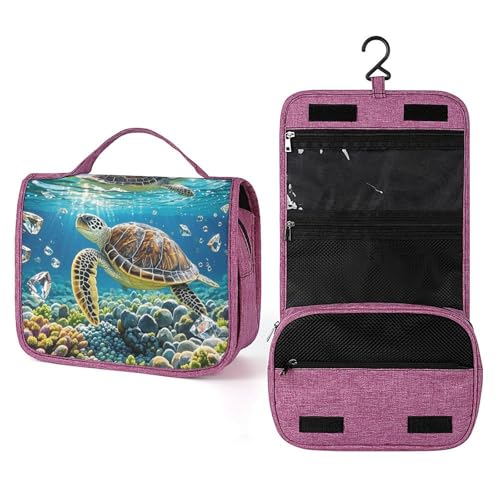 Trousse de toilette imperméable crochet femme motif tortues