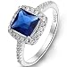 EVER FAITH 925 Sterling Silver Princess Cut .25ct Sapphire color CZ Lady Daily Ring - Size 9