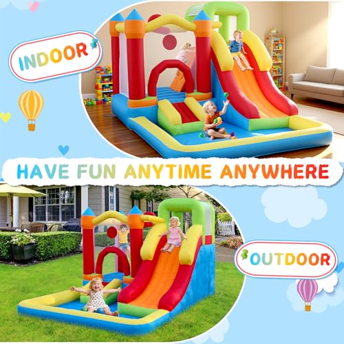 Bounce House with Ball Pit,7-in-1 Inflatable Bouncy Castle with Blower,Climbing Wall,Slide and Basketball Hoop for Backyard,Jump House Playground for Kids Toddlers Ages 3-10 Indoor Outdoor Use - Image 4