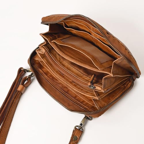 Spaghetti Western Swc448Tan Wallet Vintage Handmade Drum Dyed Genuine European Cowhide Leather Women Bag Western Handbag Purse4