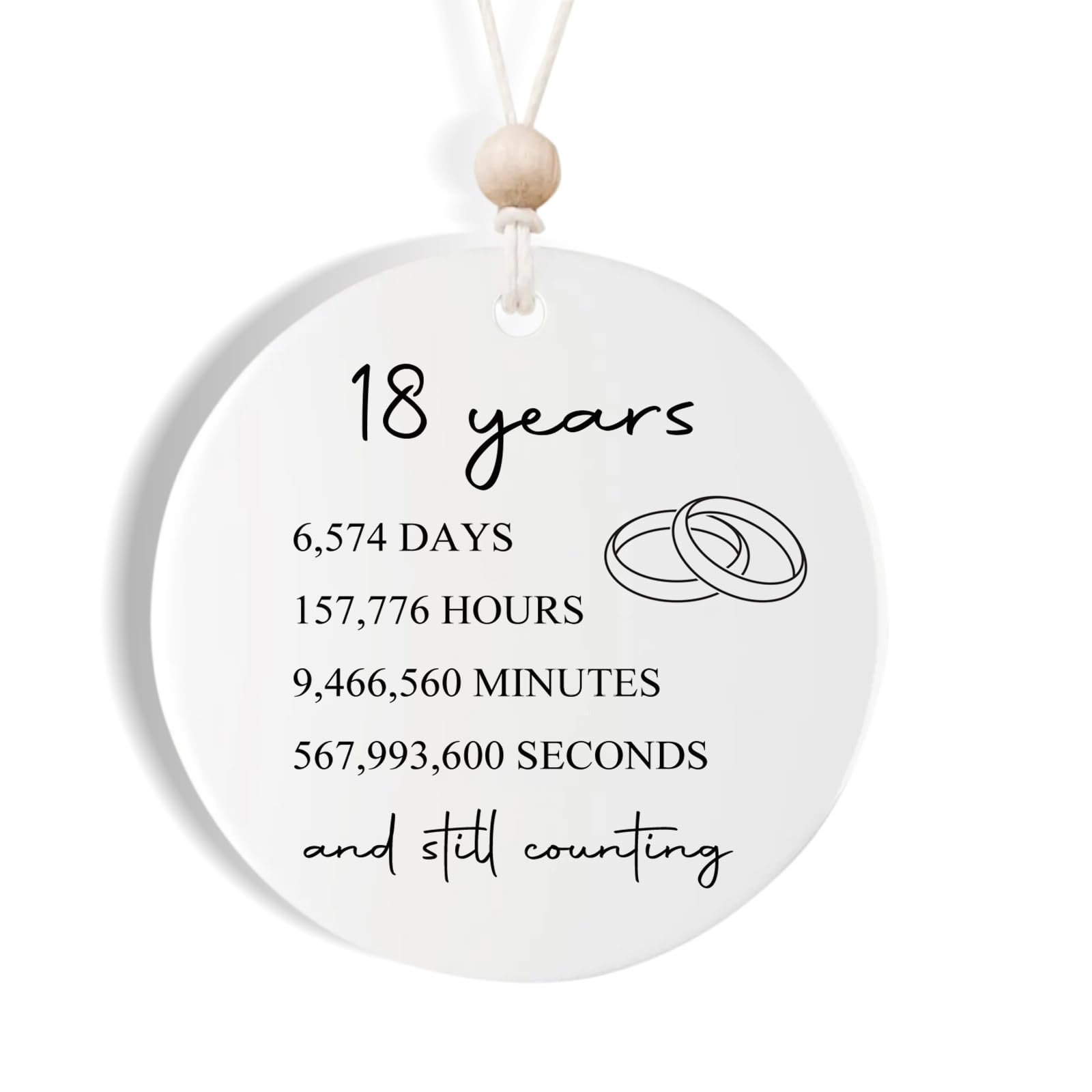 18 Year for Couple, 18th Wedding for Wife or Husband, Porcelain Anniversary Marriage Presents for Her or Him
