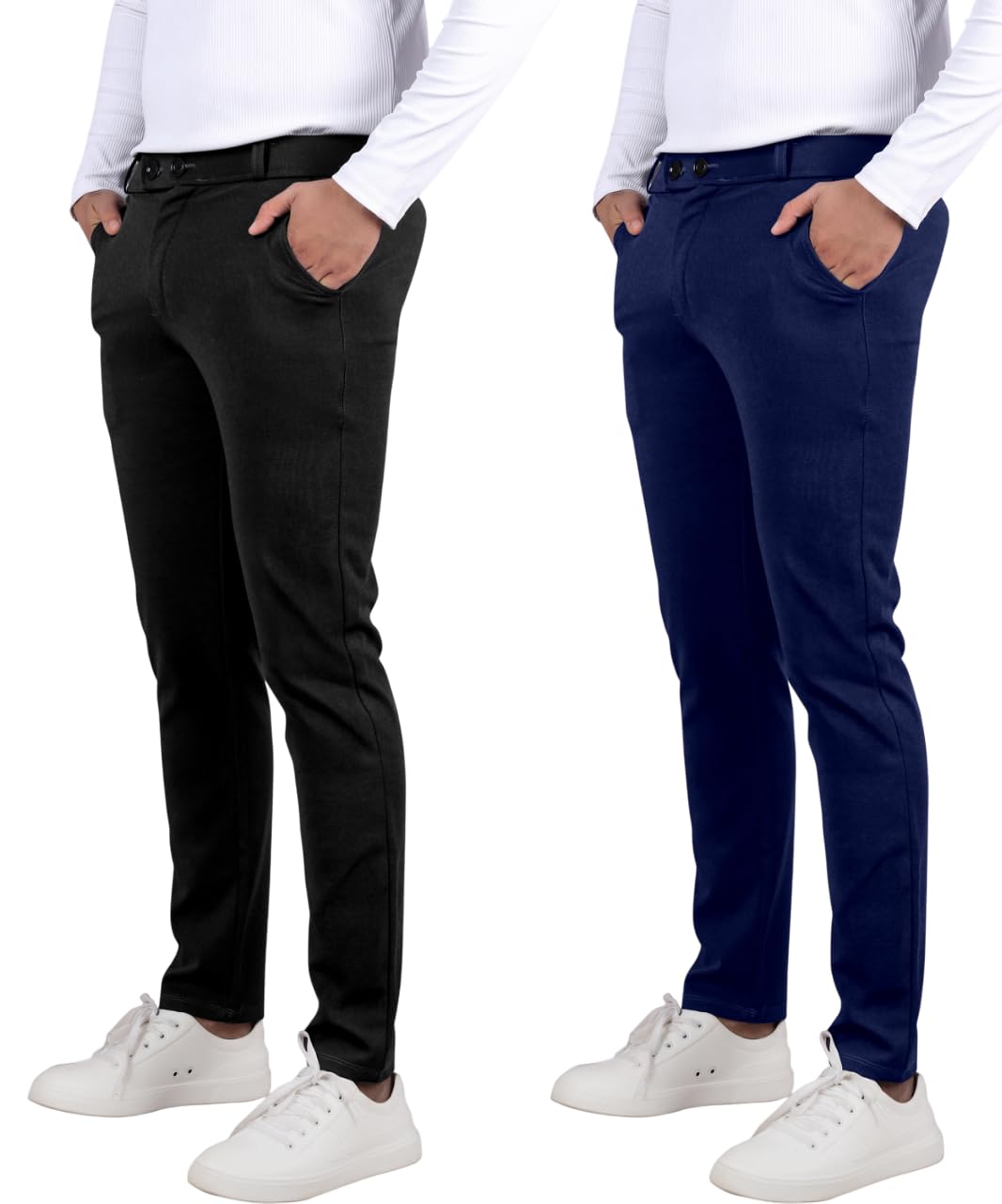 Men Regular Fit Lycra Blend Trousers | Formal Trouser Combo Pack#52-image-11