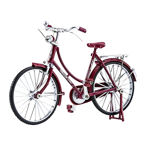 LUFEIS Fahrrad Miniatur Deko, Finger Fahrrad Modell, Fahrrad Modell Ornamente, Miniatur Fahrrad Modell Ma&szlig;stab 1:10, Retro-Stil Metall Finger Fahrrad Vintage Fahrrad Spielzeug, Rot