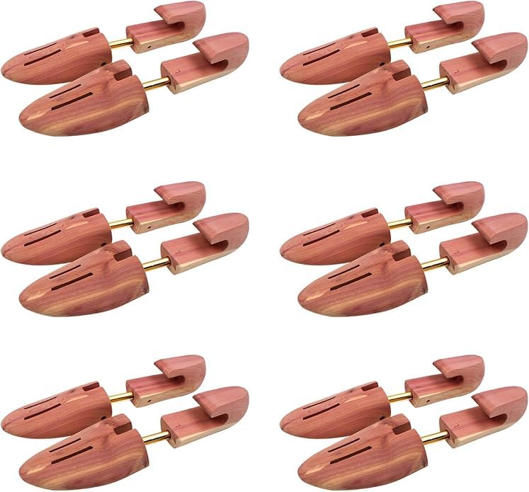 Cedar Shoe Trees with Single Tube, Wooden Shoe Tree for Men, 7–14 Size Cedar Accessories for Sneakers, Boots - 6 PKS
