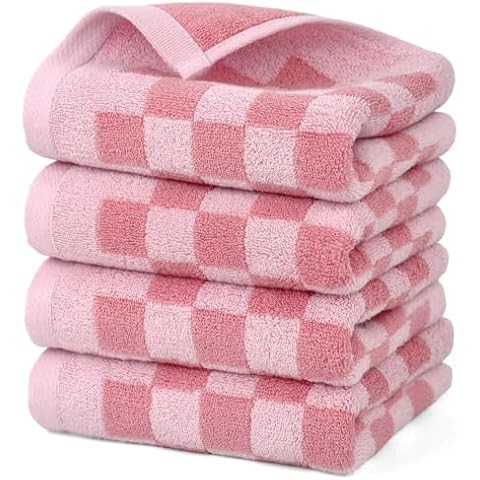 Jacquotha Pink Checkered Hand Towels Cover