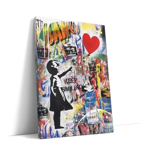AKINDA Art Gallery – Cuadro moderno de 60 x 80 cm – Banksy alterada – Multicolor – Street Art – Decoración Bar – Estilo grafiti – Idea regalo para decoración del hogar