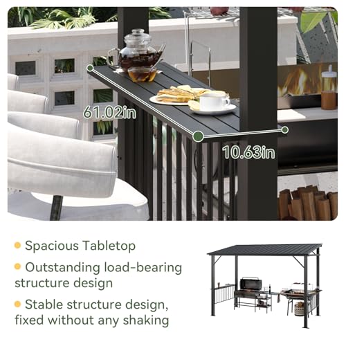 Aoxun 12x6FT Hardtop Gazebo, Grill Gazebo with Sloping Steel Roof, Black - Image 4