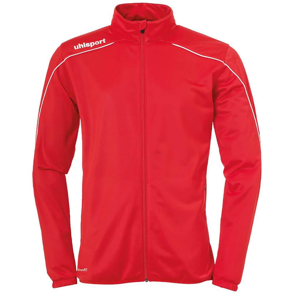 Uhlsport Football Stream 22 Classic Jacket Kids, Red/White, Smartbreathe Pique Brushed Outdoor Sports, Size 26/28