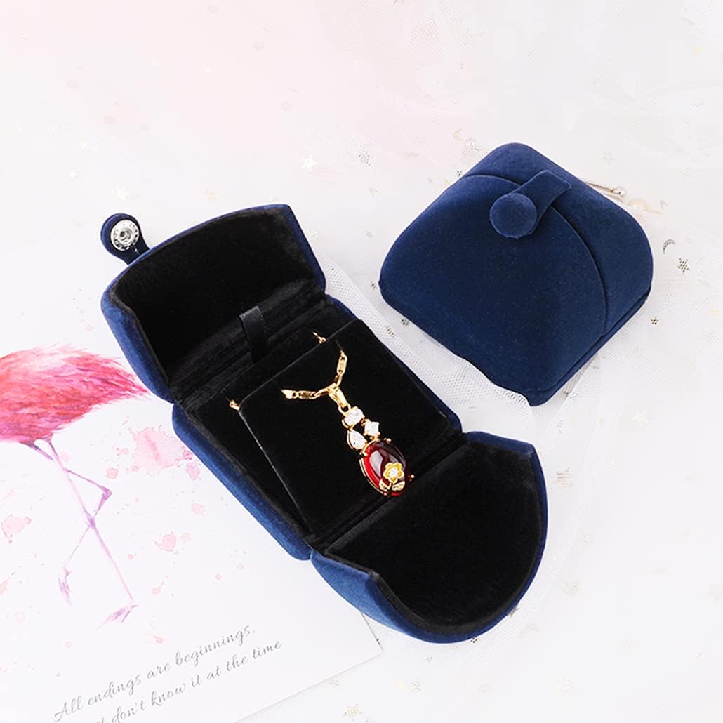 iSuperb Pendant Necklace Small Storage Box, Flannel Jewelry Gift Package Box Earrings Boxes for Travel Birthday Engagement 6.5x6x5cm - Image 3