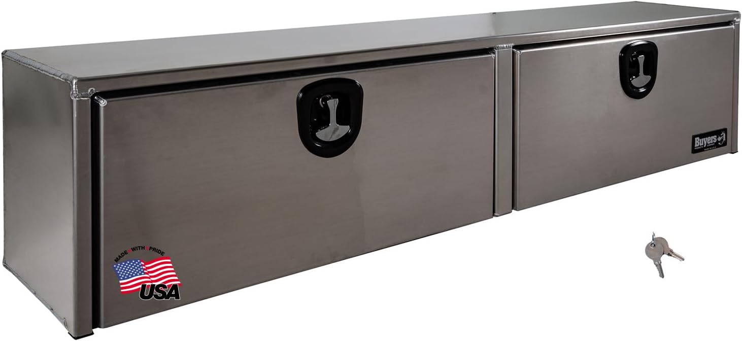 Buyers Products 1751651 Silver Aluminum Topsider Truck Box, 72 x 13 x 16 Inch, Made in USA, Professional-Grade, Heavy-Duty, Lightweight Corrosion-Resistant, Dual Drop Doors, Compression Latch