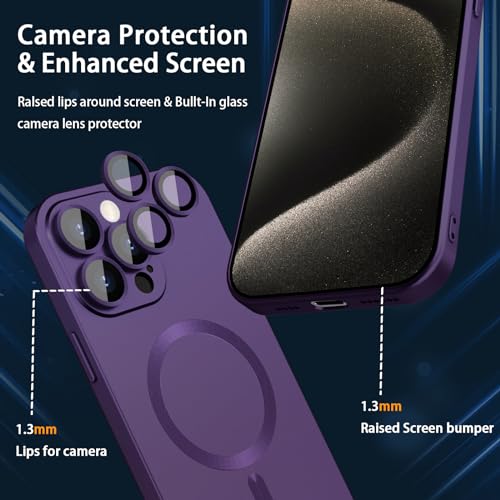 VCGFJD Magnetic for iPhone 14 Pro Max Case with Camera Lens Protector [Compatible with Magnetic], Matte Metallic Lustre Slim Soft TPU Bumper Shockproof Phone Case for iPhone 14 Pro Max 6.7" -Purple - Image 2