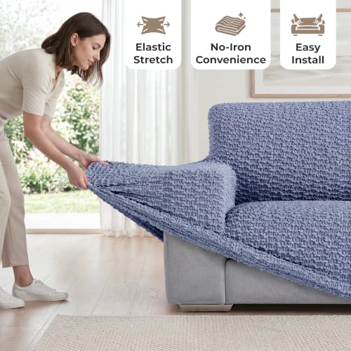 PAULATO Stretch Ottoman Slipcover Easy Fit Bi Elastic Foot Stool Cover - Image 4