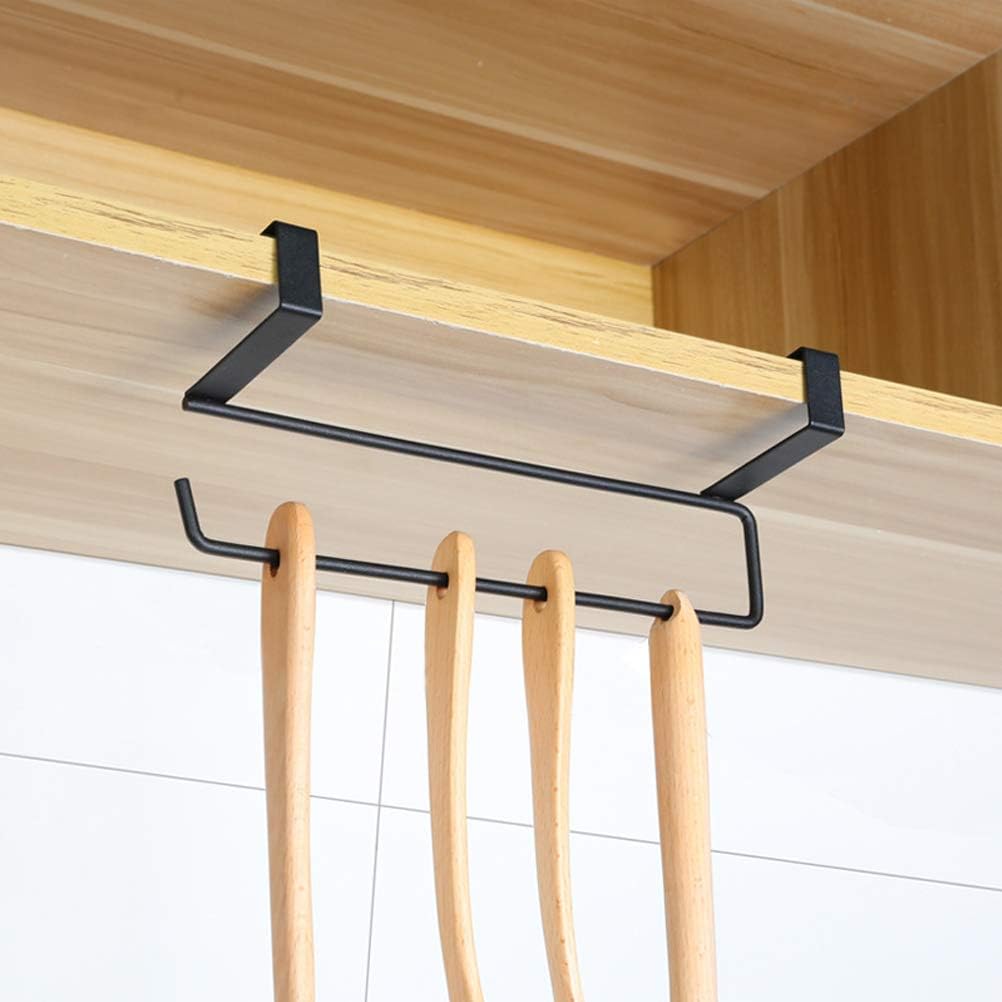 Mumusuki Paper Towel Holder Over Door Rack, Easy Installation No Tools Secure Hanging Space Saving Black