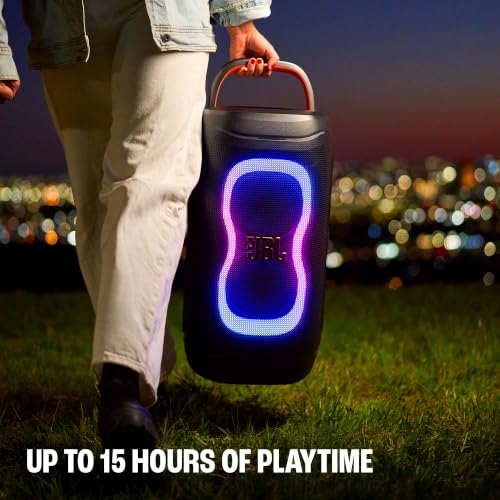 Image of JBL PartyBox 130 Portable Party Speaker with 200W Pro Sound, AI Sound Boost, Futuristic Lightshow, 15 Hrs Playtime, Auracast, Dual Mic & Guitar Inputs, Optical Input for TV, IPX4 Splashproof, Black