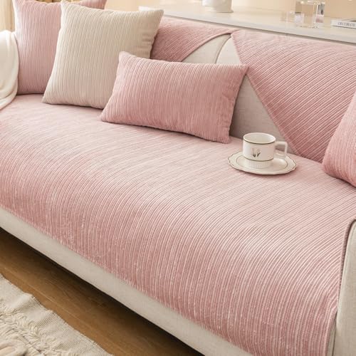 Taie d'oreiller 45x45 cm en chenille rayée beige pour protection de canapé style 2 - 4