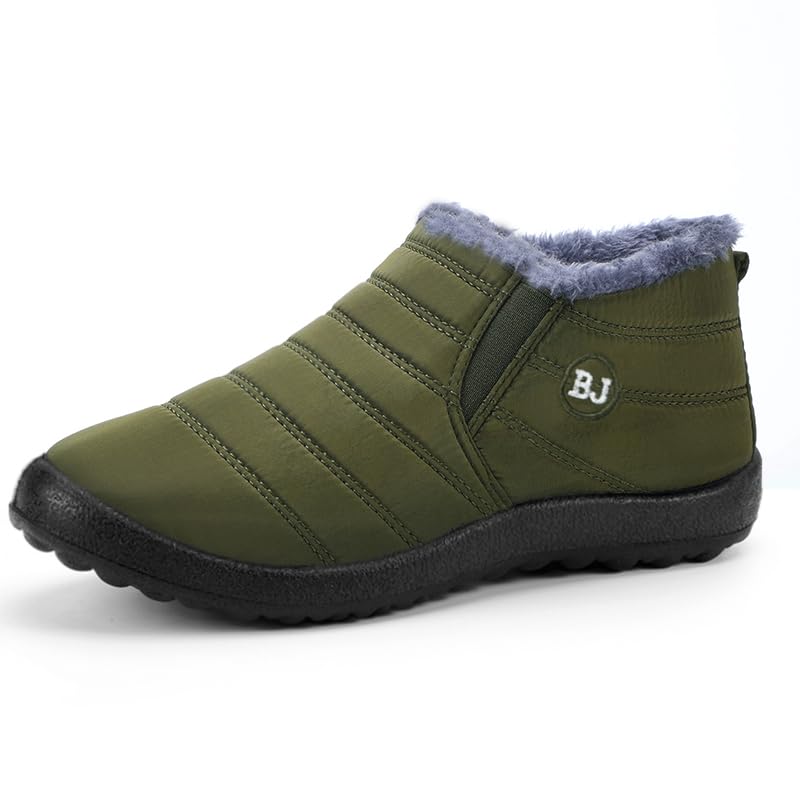 Snow Boots for Women Men Winter Boots Fur Lined Warm Comfortable Ankle Booties Waterproof Anti-Slip Lightweight Outdoor Shoes Green