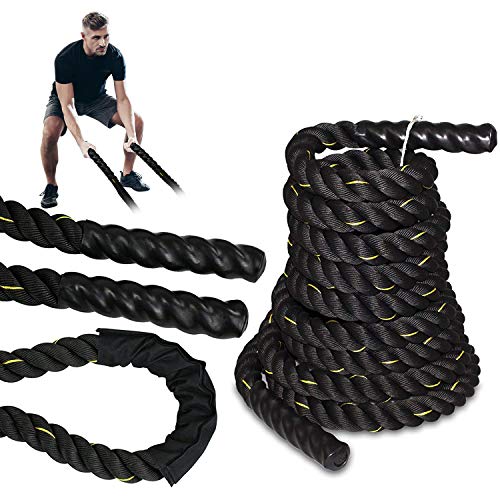 SUPER DEAL Black 1.5" Poly Dacron 30ft Battle Rope Workout Training Undulation Rope Fitness Rope Exe SUPER DEAL Black 1.5" Poly Dacron 30ft Battle Rope Workout Training Undulation Rope Fitness Rope Exe