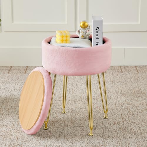BRIAN & DANY Vanity Stool, Faux Fur Vanity...