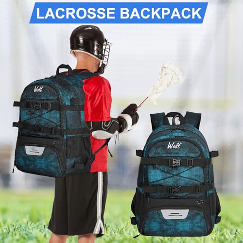 WOLT Lacrosse Bag-Lacrosse Backpack with Two Sticks Holder-Large Field Hockey Bag Holds All Sport Gears - Thumbnail 7
