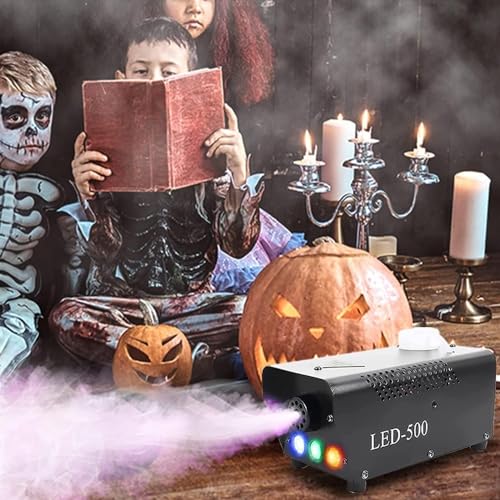 Máquina de humo, máquina de niebla de 500W con luces LED de 13 colores y efecto estroboscópico, máquina de humo automática miniatura 7