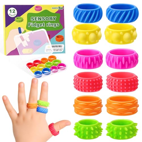 Cofvetia 12 Stück Zappelspielzeuge für Kinder, Fidget Ring Toys für...