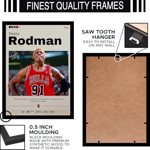 Image of BLINKART Dennis Rodman | Nba Basketball Player | Synthetic Wood Photo Framed Wall Hanging Poster Room & Office Bedroom Living Boys And Girl Room Home Wall Hanging | 13x10 Inches