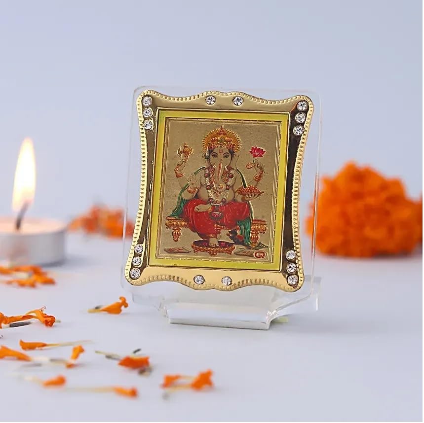 Ganesha Car Dashboard Photo Frame for Office| for Gift| Showpiece for Living Room (Dimensions- 6.35 x 6.35 cms)