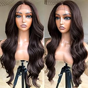 BlackSwern Brown Wig Chocolate Brown Body Wave Lace Front Wig Pre-plucked Pre-layered Pre-styled, Glueless Lace Wigs for Black Women