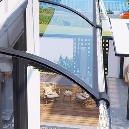 Auvent de Porte et Fenêtres Transparent,Marquise Solaire Abri en Polycarbonate,Auvent Marquise en Aluminium,Résistante Toit Abri Contre la Pluie et UV,pour...