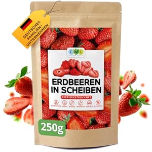 EWL Gefriergetrocknete Erdbeeren 250g | 100% Frucht | Ohne Zucker | Vegan