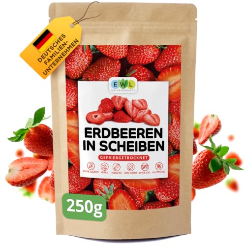EWL Gefriergetrocknete Erdbeeren 250g | 100% Frucht | Ohne Zucker | Vegan