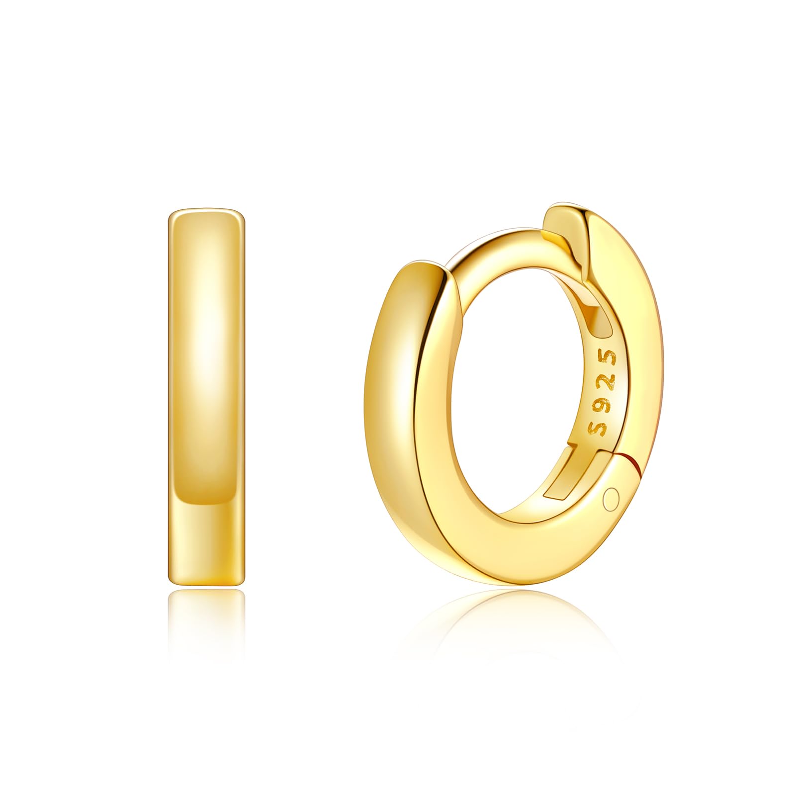 Silvora Kleine Creolen Silber 6mm/8mm/10mm/12mm/14mm/16mm/18mm/20mm Damen | 925 Silber Ohrringe Hoop Huggie Creolen Silber/Gold/Schwarz/Rosegold Schläfer Kreolen für Frauen Herren Männer