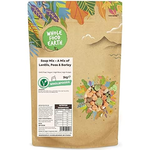Wholefood Earth - Soup Mix - A Mix of Lentils, Peas and Barley 3 kg | GMO Free | Vegan | High Fibre | High Protein Cover