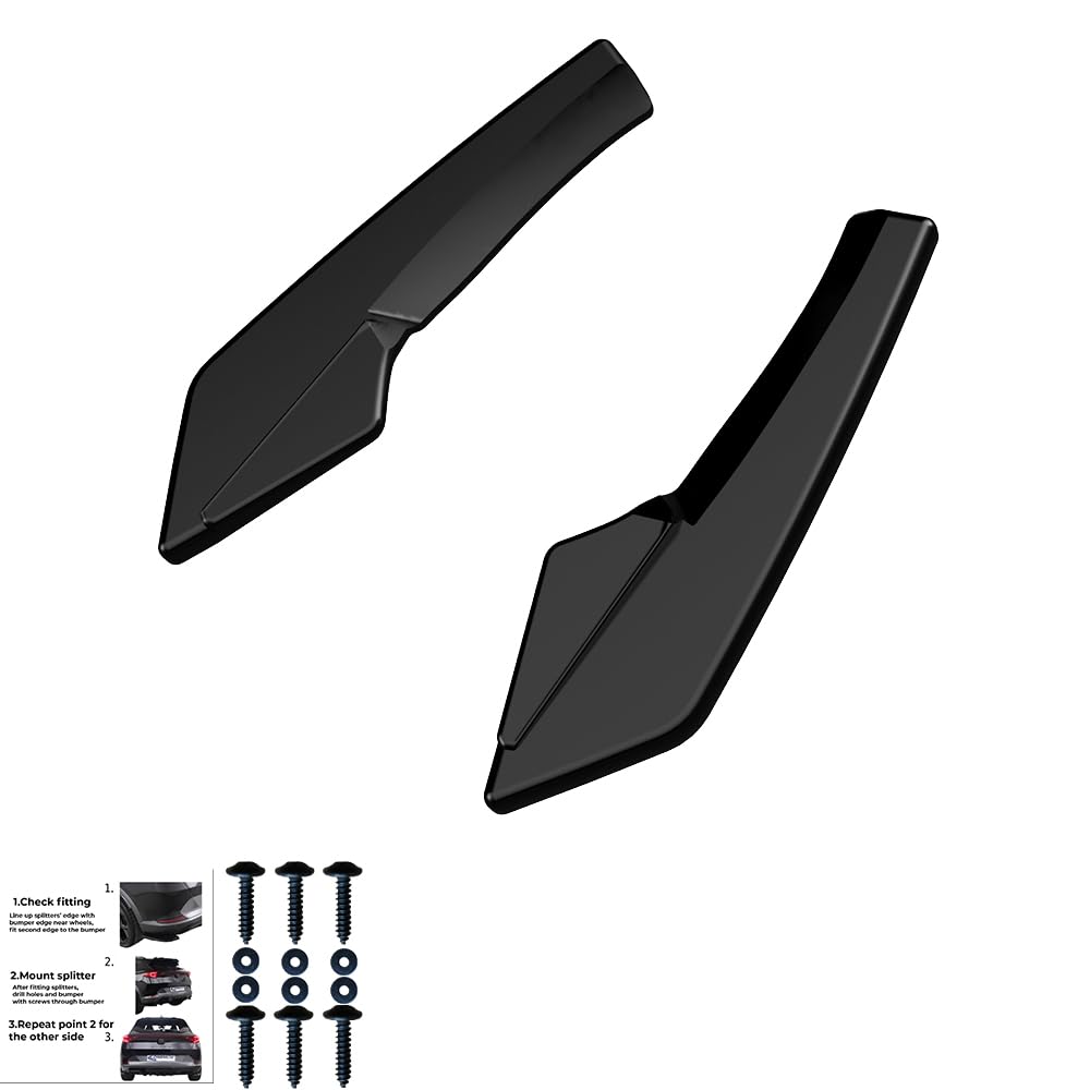 Oneway Jupes de pare-chocs arrière (coins) compatible avec Audi S3 Sportback 8V Facelift 2016-2020 - Noir brillant (Seulement montable avec OW RV21033)