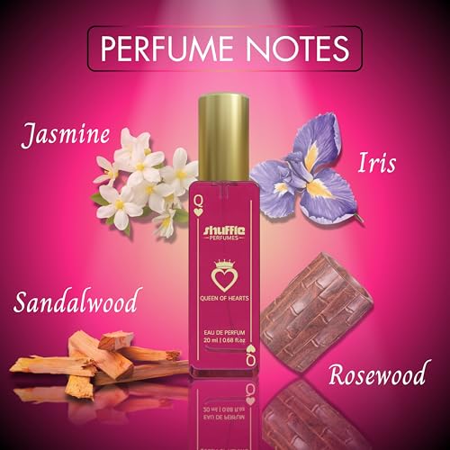 Image of Queen of Hearts Eau De Perfum with Jasmine, Iris, Velvet, Sandalwood & Rosewood | Premium Natural Long Lasting Perfume for Women - 20ml